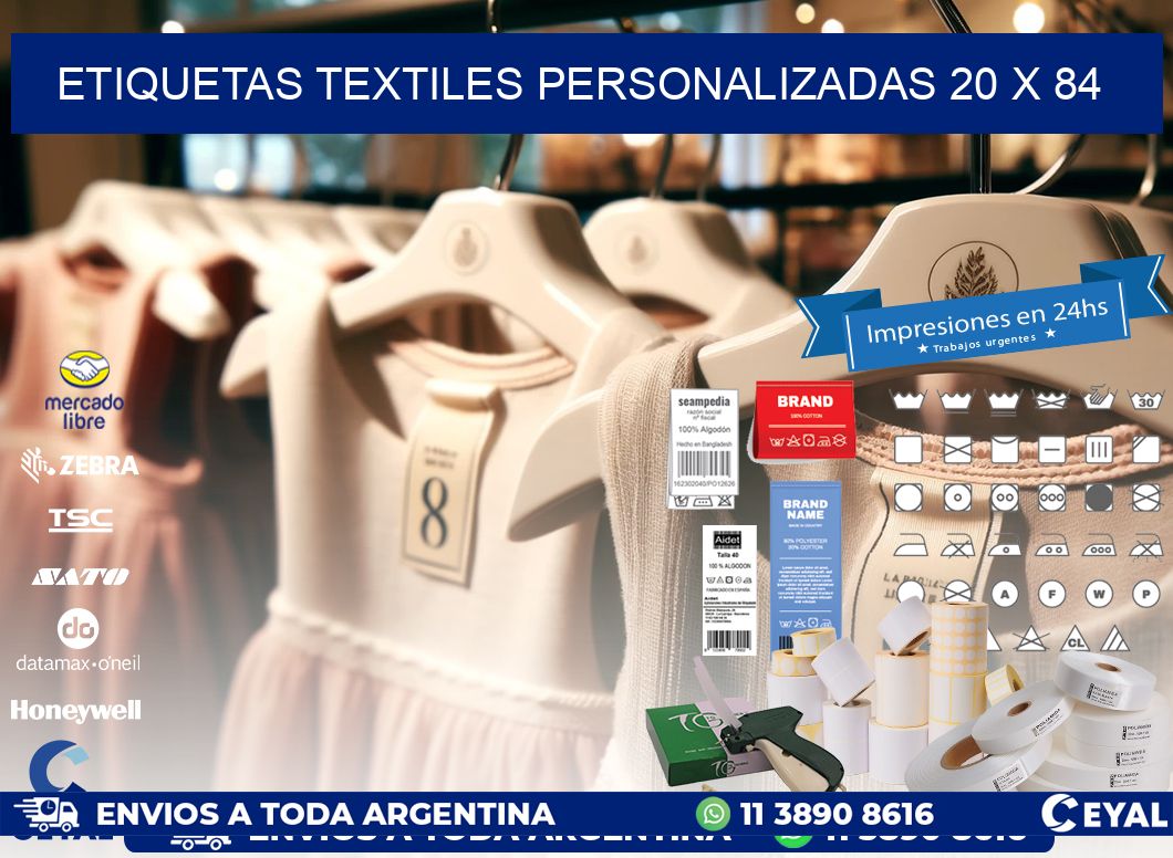 ETIQUETAS TEXTILES PERSONALIZADAS 20 x 84
