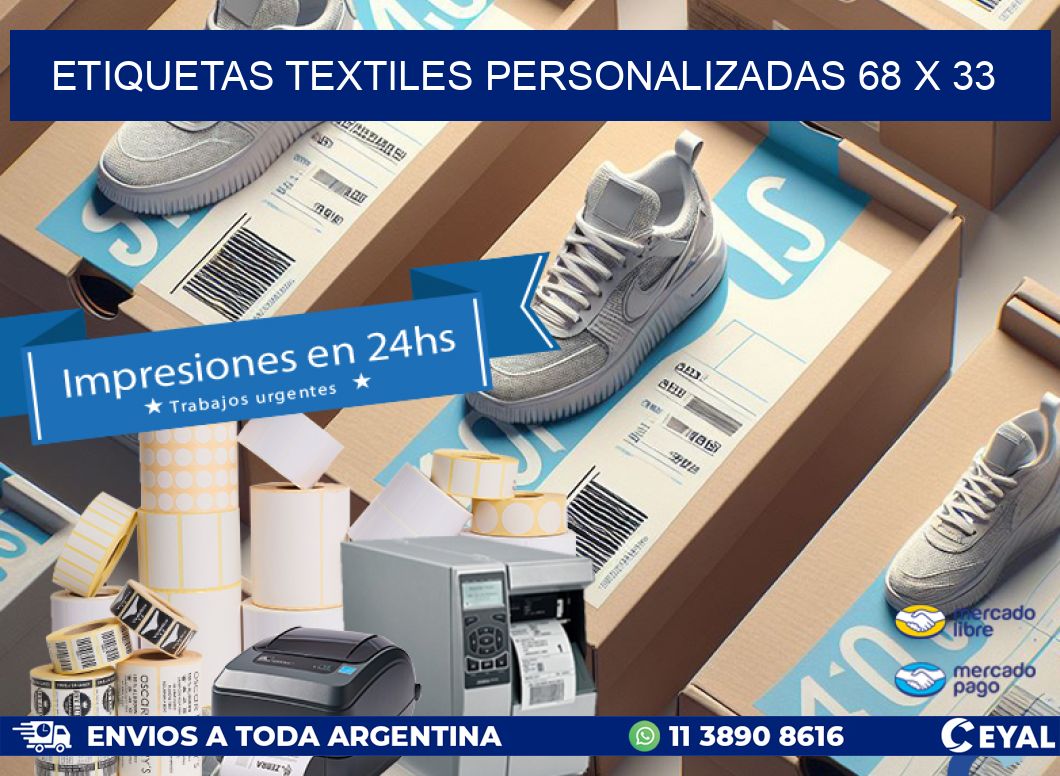 ETIQUETAS TEXTILES PERSONALIZADAS 68 x 33