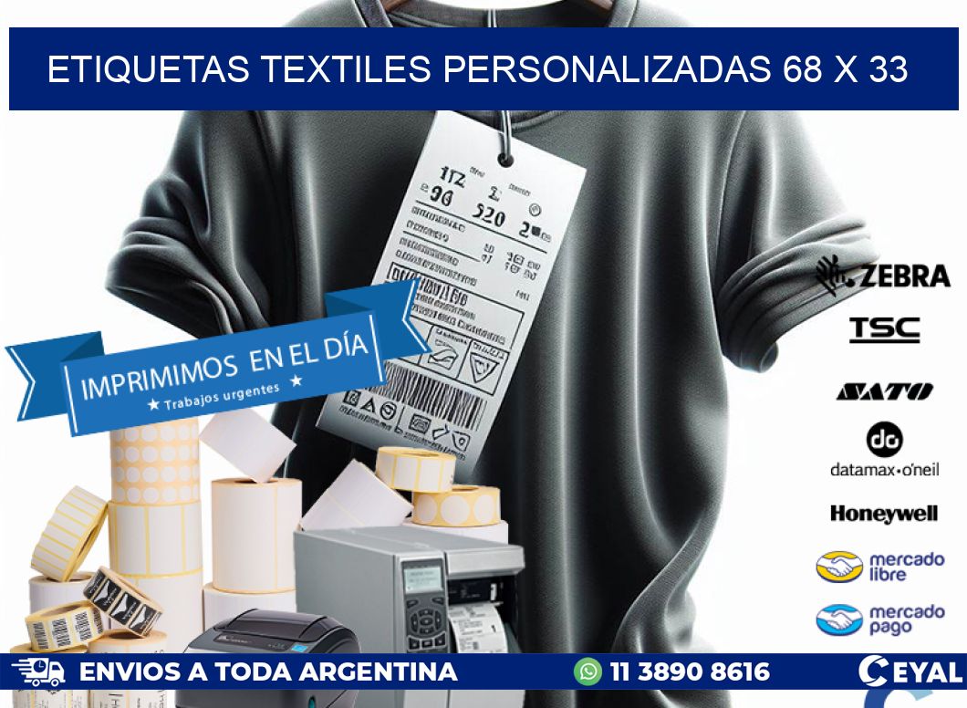 ETIQUETAS TEXTILES PERSONALIZADAS 68 x 33