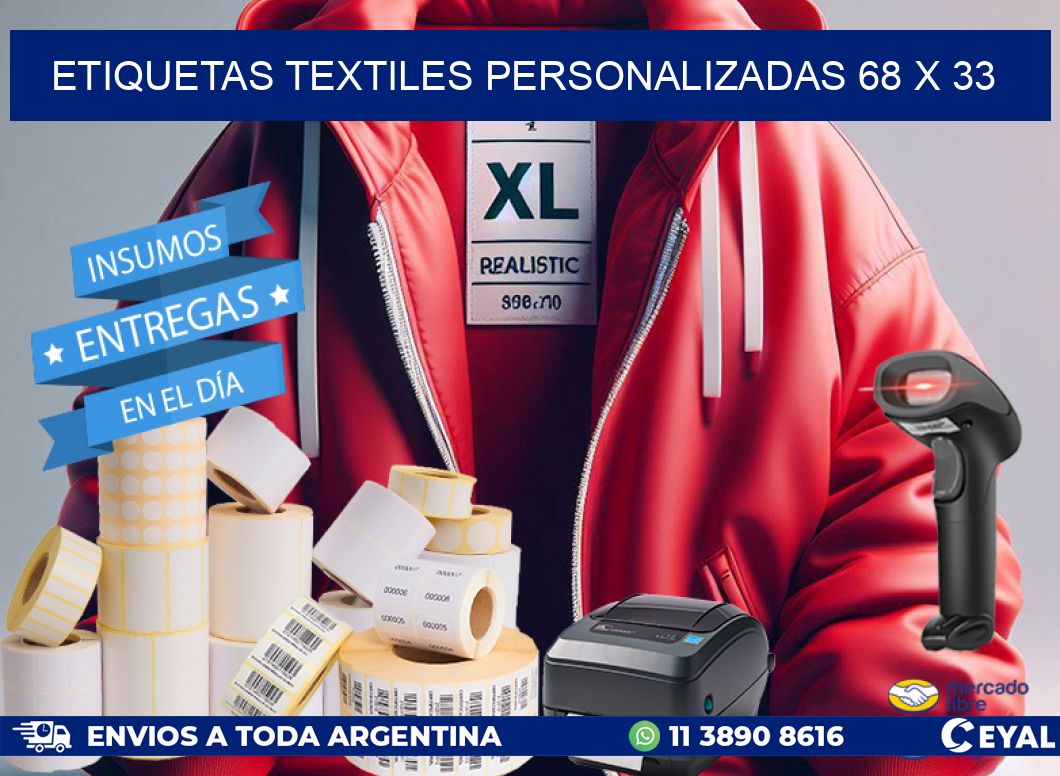 ETIQUETAS TEXTILES PERSONALIZADAS 68 x 33
