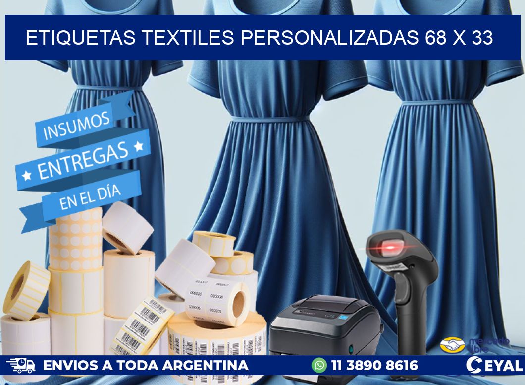 ETIQUETAS TEXTILES PERSONALIZADAS 68 x 33