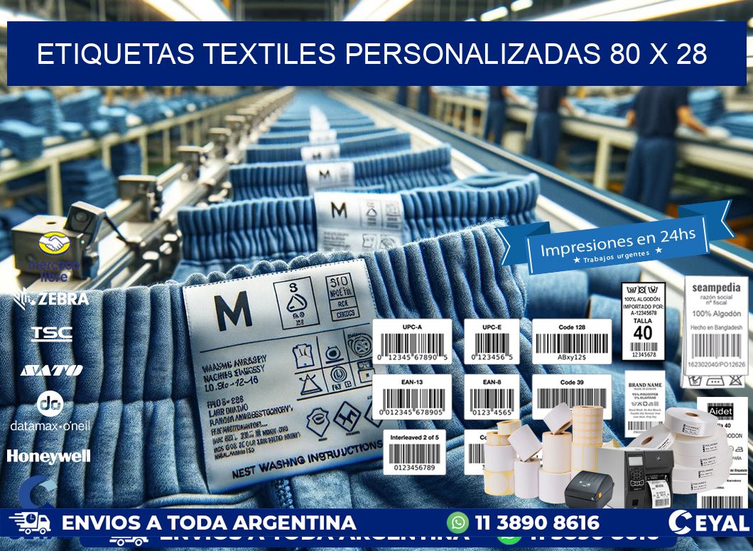 ETIQUETAS TEXTILES PERSONALIZADAS 80 x 28