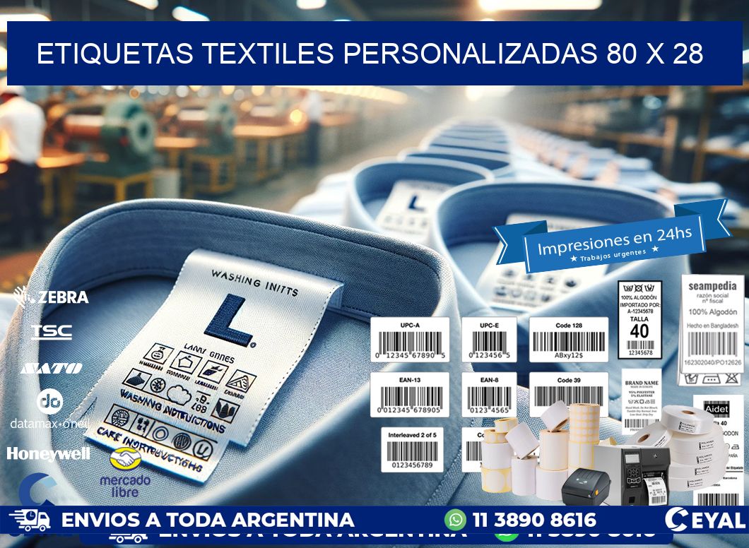 ETIQUETAS TEXTILES PERSONALIZADAS 80 x 28