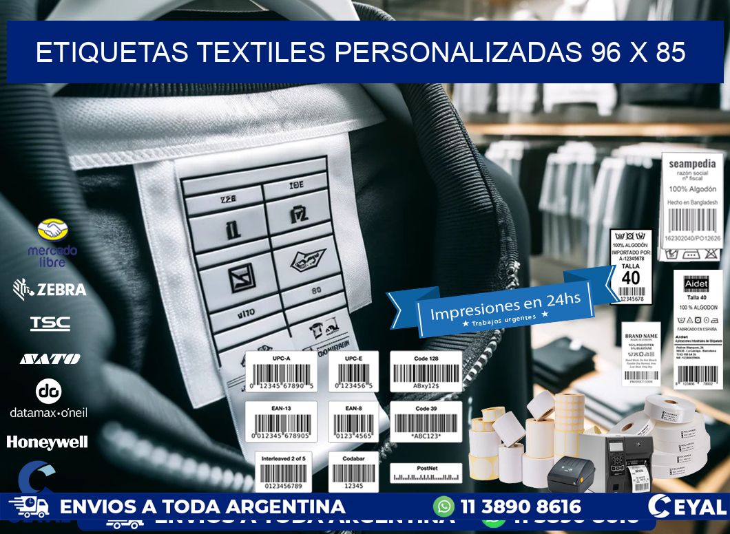 ETIQUETAS TEXTILES PERSONALIZADAS 96 x 85