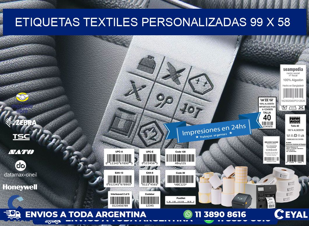 ETIQUETAS TEXTILES PERSONALIZADAS 99 x 58