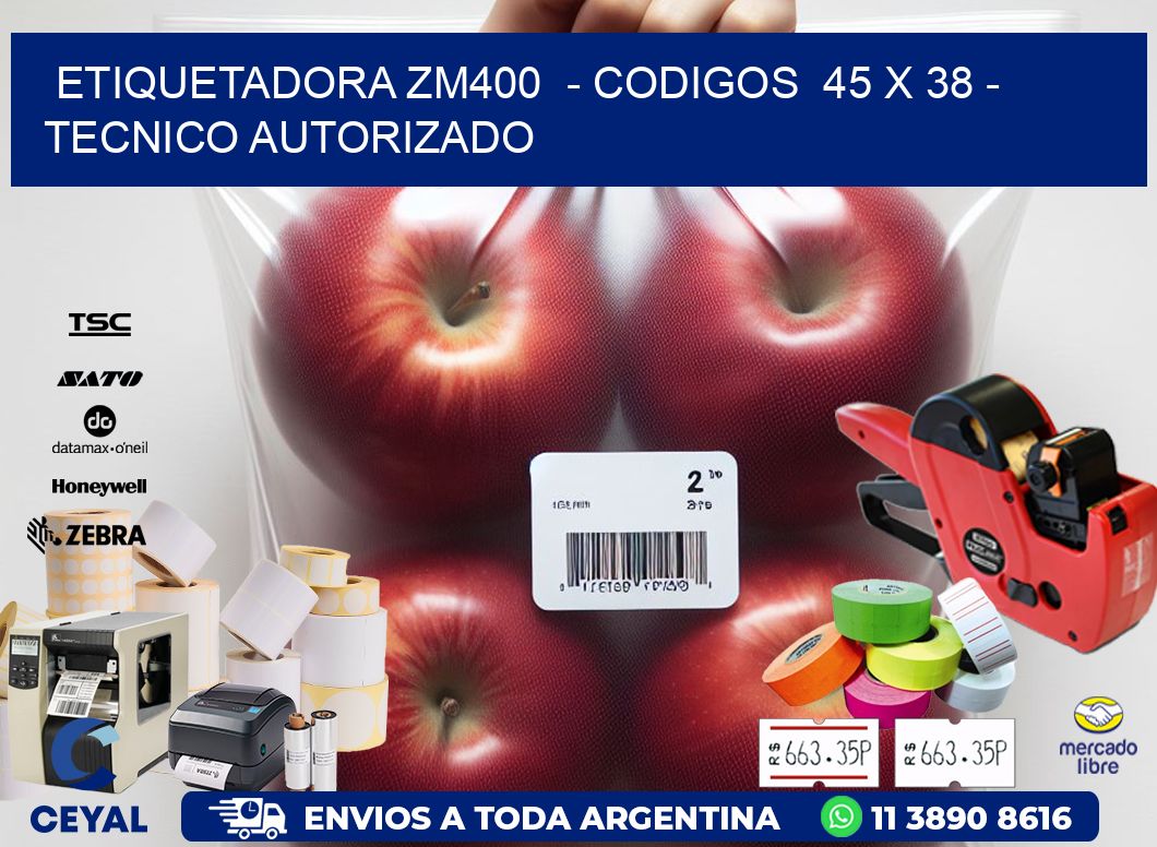 ETIQUETADORA ZM400 - CODIGOS 45 x 38 - TECNICO AUTORIZADO