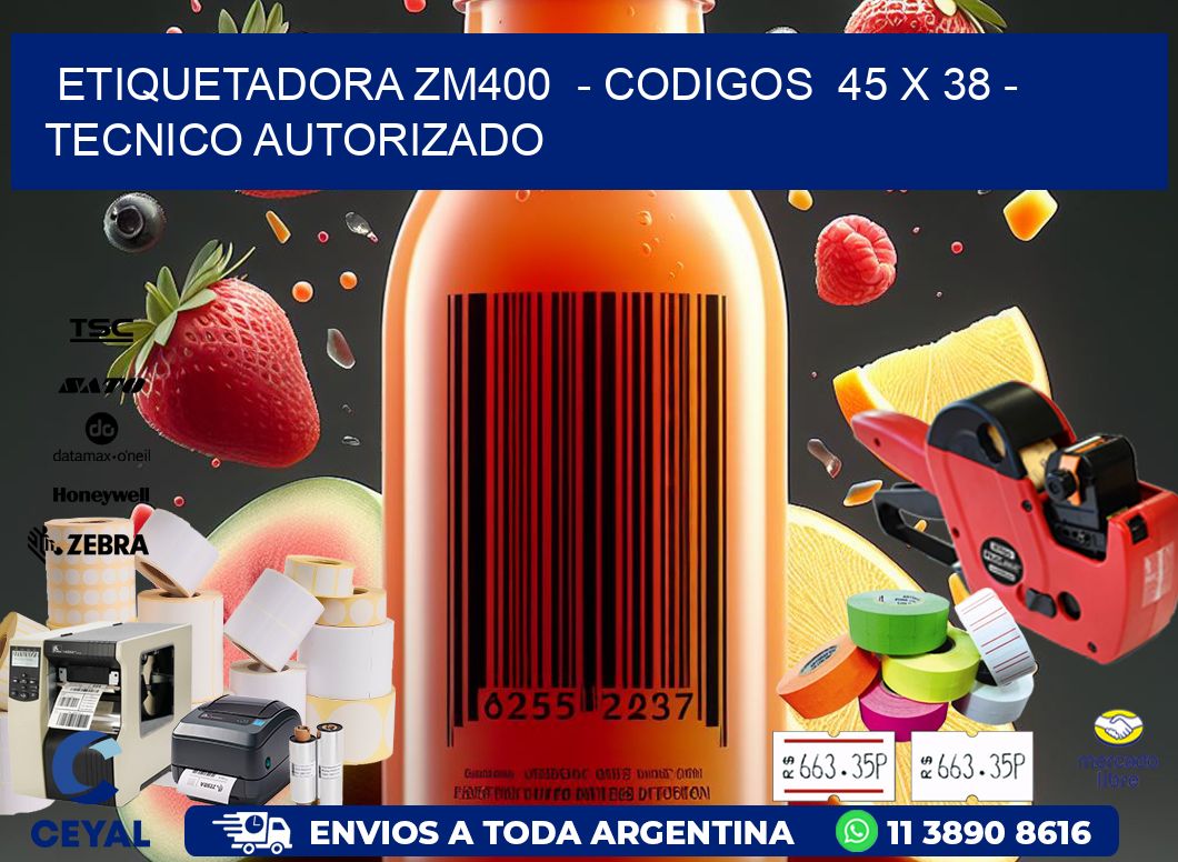 ETIQUETADORA ZM400 - CODIGOS 45 x 38 - TECNICO AUTORIZADO