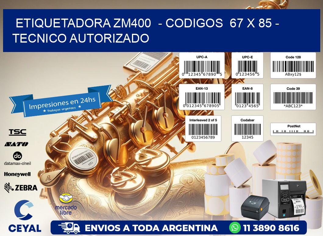 ETIQUETADORA ZM400 - CODIGOS 67 x 85 - TECNICO AUTORIZADO