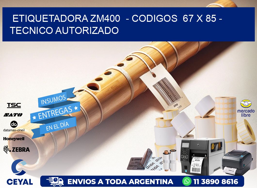 ETIQUETADORA ZM400  – CODIGOS  67 x 85 – TECNICO AUTORIZADO