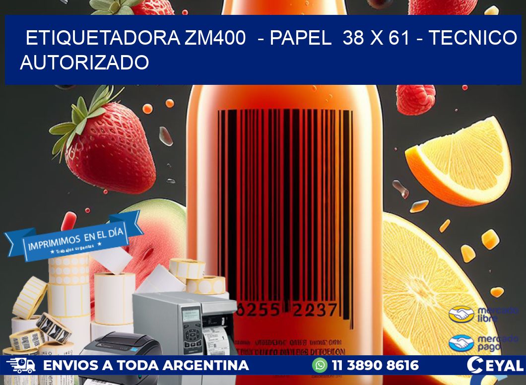 ETIQUETADORA ZM400 - PAPEL 38 x 61 - TECNICO AUTORIZADO