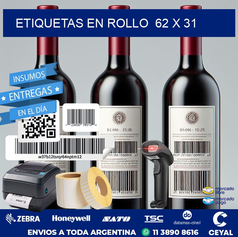 ETIQUETAS EN ROLLO  62 x 31