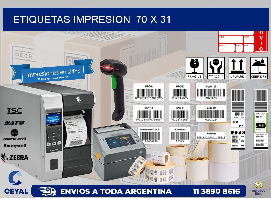 ETIQUETAS IMPRESION 70 x 31