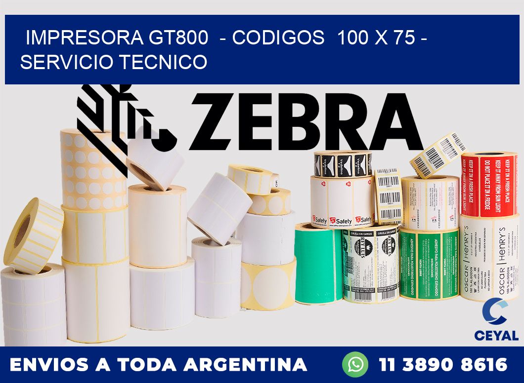 IMPRESORA GT800 - CODIGOS 100 x 75 - SERVICIO TECNICO