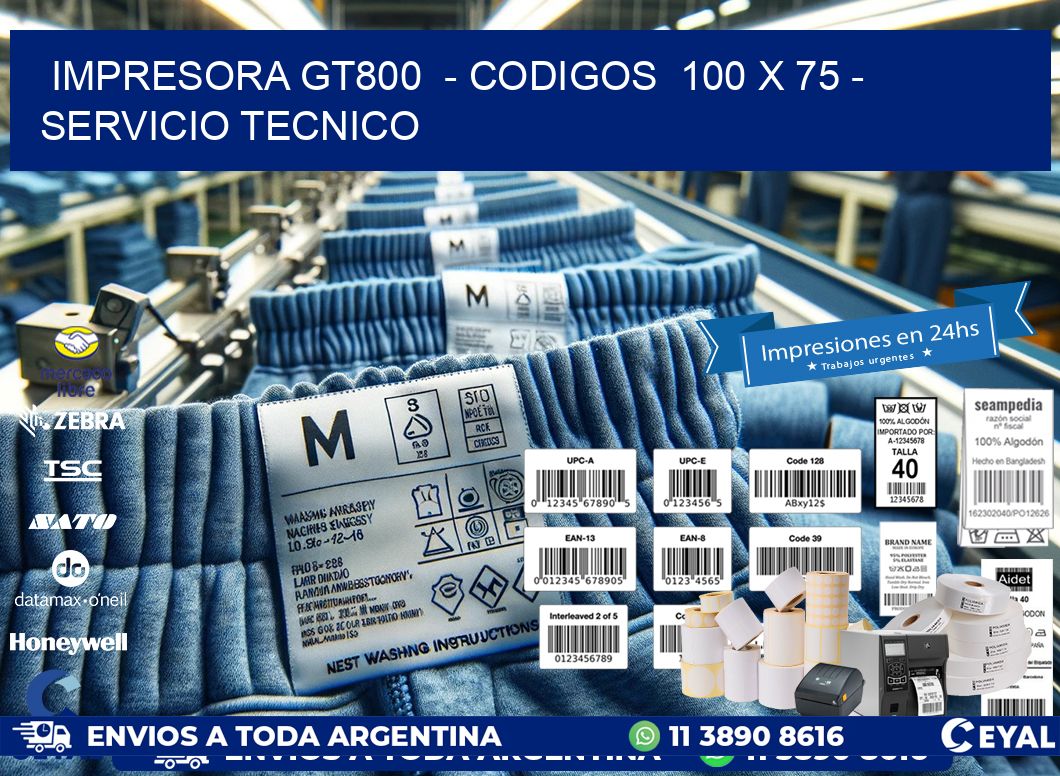 IMPRESORA GT800  – CODIGOS  100 x 75 – SERVICIO TECNICO