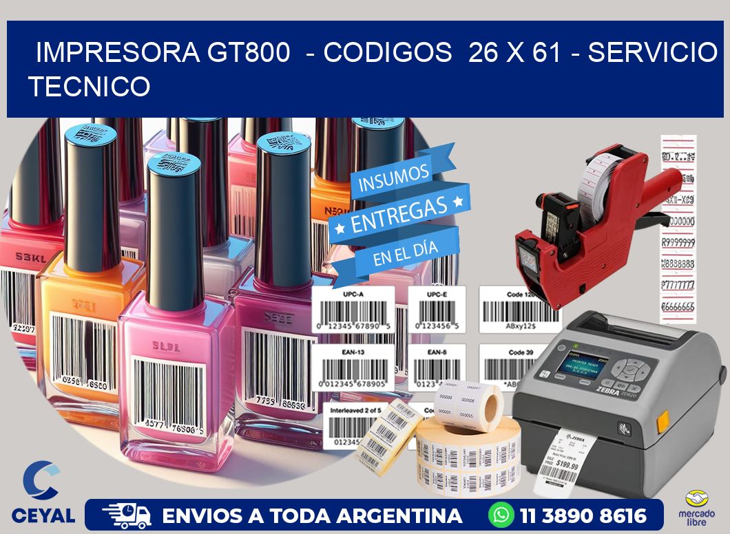 IMPRESORA GT800  – CODIGOS  26 x 61 – SERVICIO TECNICO