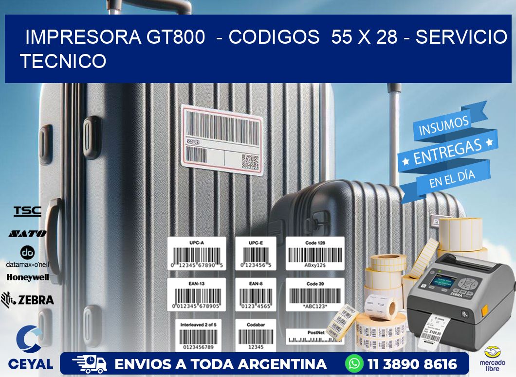 IMPRESORA GT800 - CODIGOS 55 x 28 - SERVICIO TECNICO