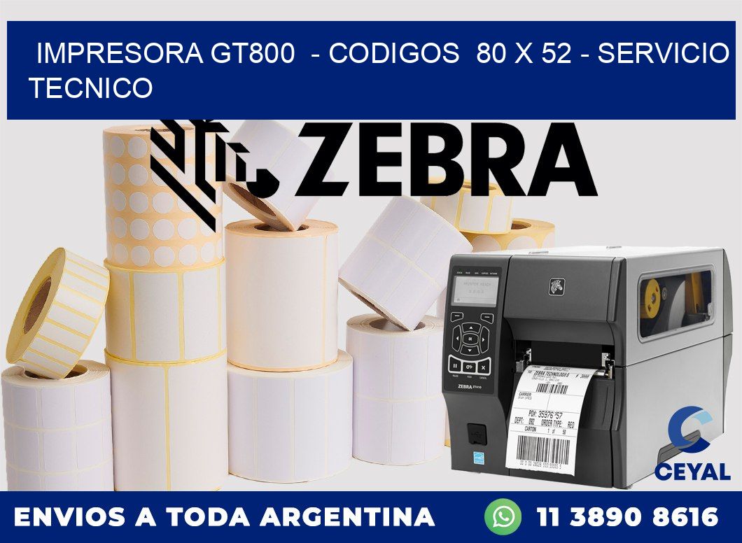IMPRESORA GT800 - CODIGOS 80 x 52 - SERVICIO TECNICO