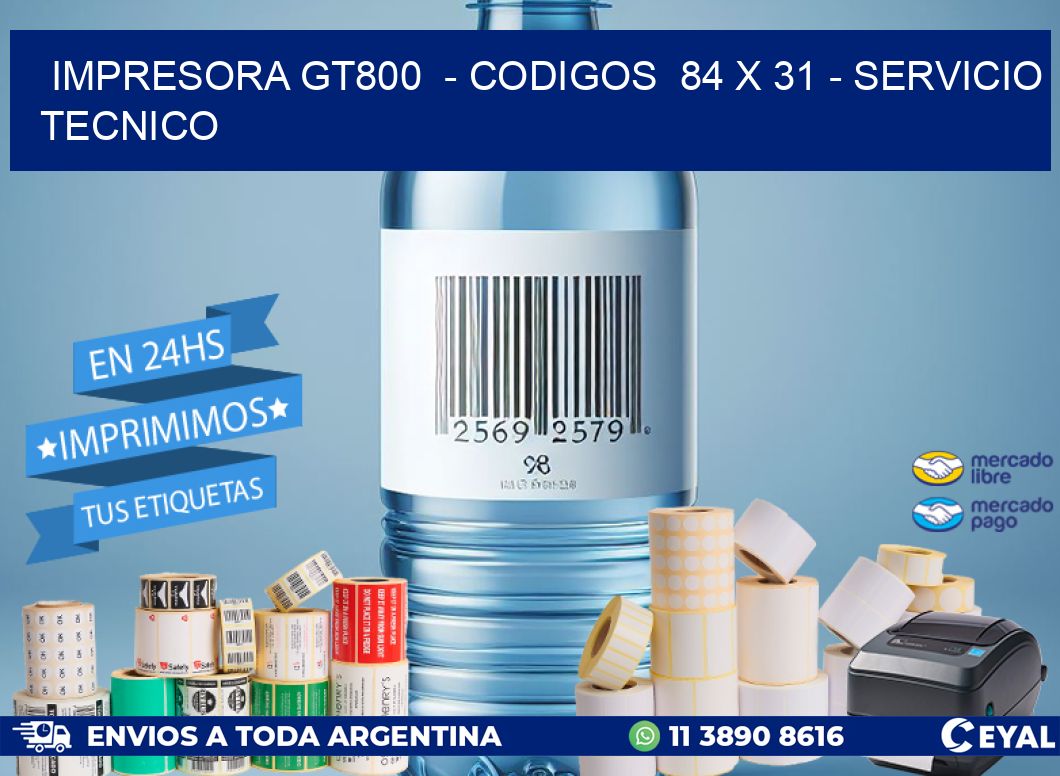 IMPRESORA GT800 - CODIGOS 84 x 31 - SERVICIO TECNICO