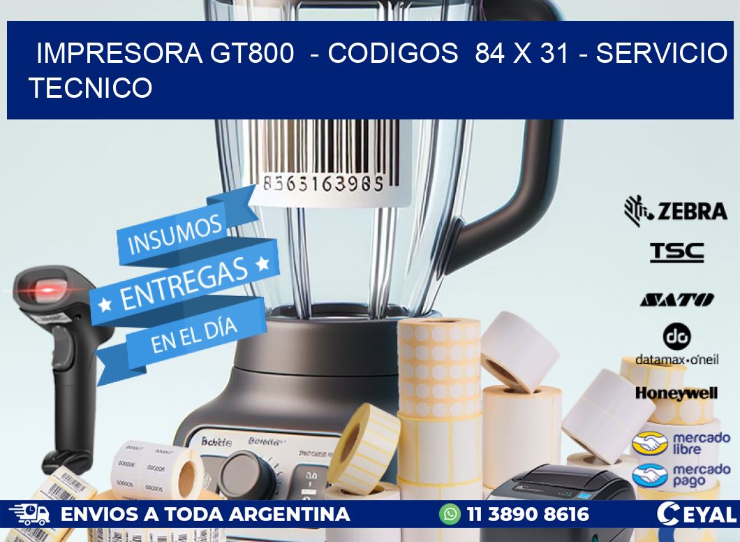 IMPRESORA GT800  – CODIGOS  84 x 31 – SERVICIO TECNICO