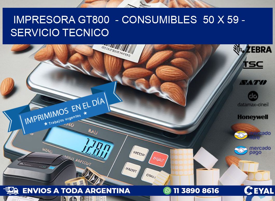 IMPRESORA GT800  – CONSUMIBLES  50 x 59 – SERVICIO TECNICO