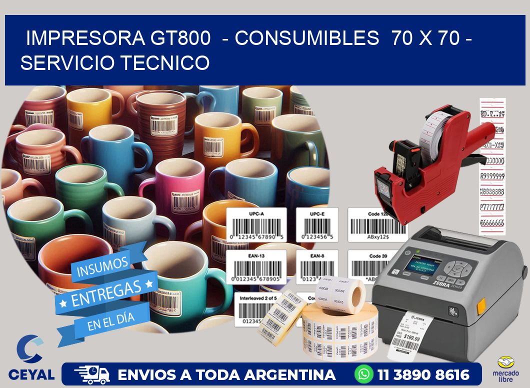 IMPRESORA GT800 - CONSUMIBLES 70 x 70 - SERVICIO TECNICO