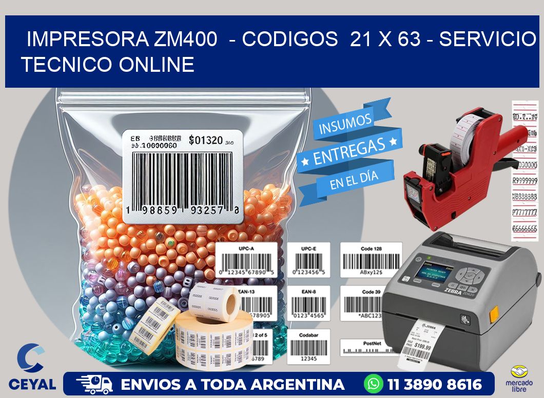 IMPRESORA ZM400 - CODIGOS 21 x 63 - SERVICIO TECNICO ONLINE