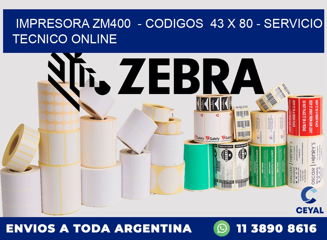 IMPRESORA ZM400 - CODIGOS 43 x 80 - SERVICIO TECNICO ONLINE