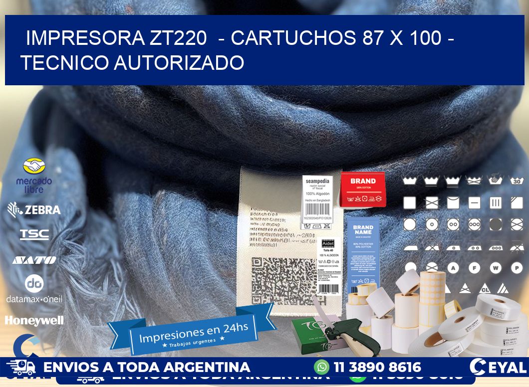 IMPRESORA ZT220 - CARTUCHOS 87 x 100 - TECNICO AUTORIZADO