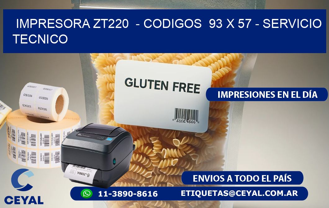 IMPRESORA ZT220 - CODIGOS 93 x 57 - SERVICIO TECNICO