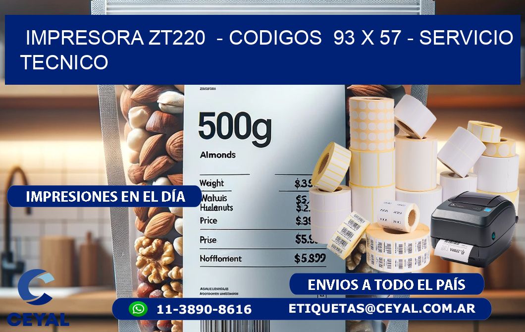 IMPRESORA ZT220 - CODIGOS 93 x 57 - SERVICIO TECNICO