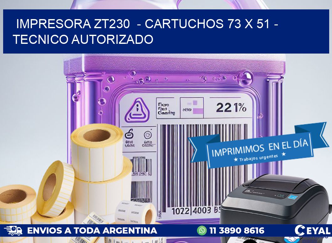 IMPRESORA ZT230 - CARTUCHOS 73 x 51 - TECNICO AUTORIZADO