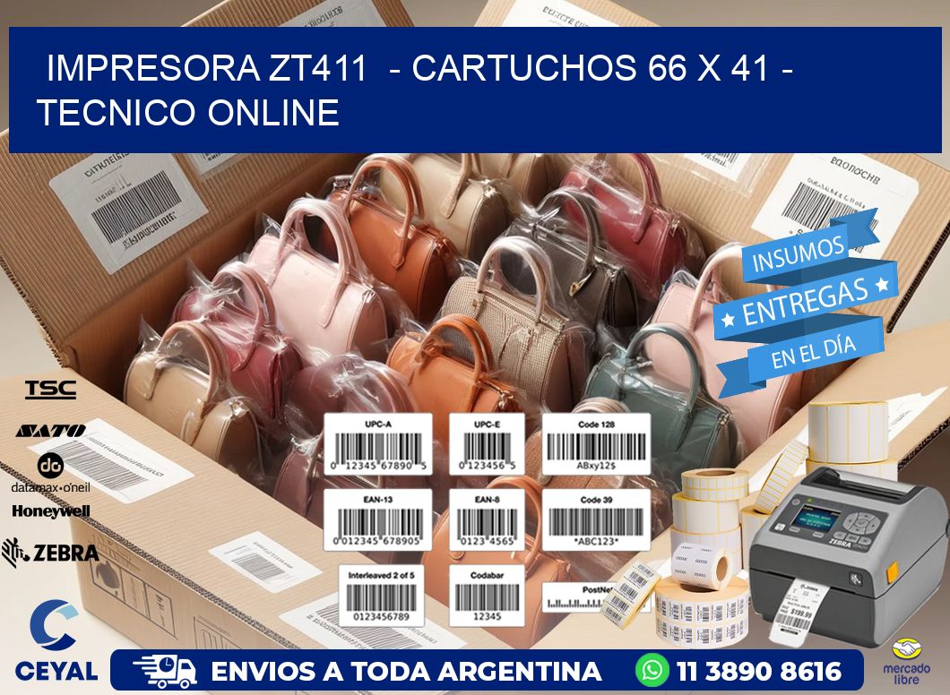 IMPRESORA ZT411 - CARTUCHOS 66 x 41 - TECNICO ONLINE