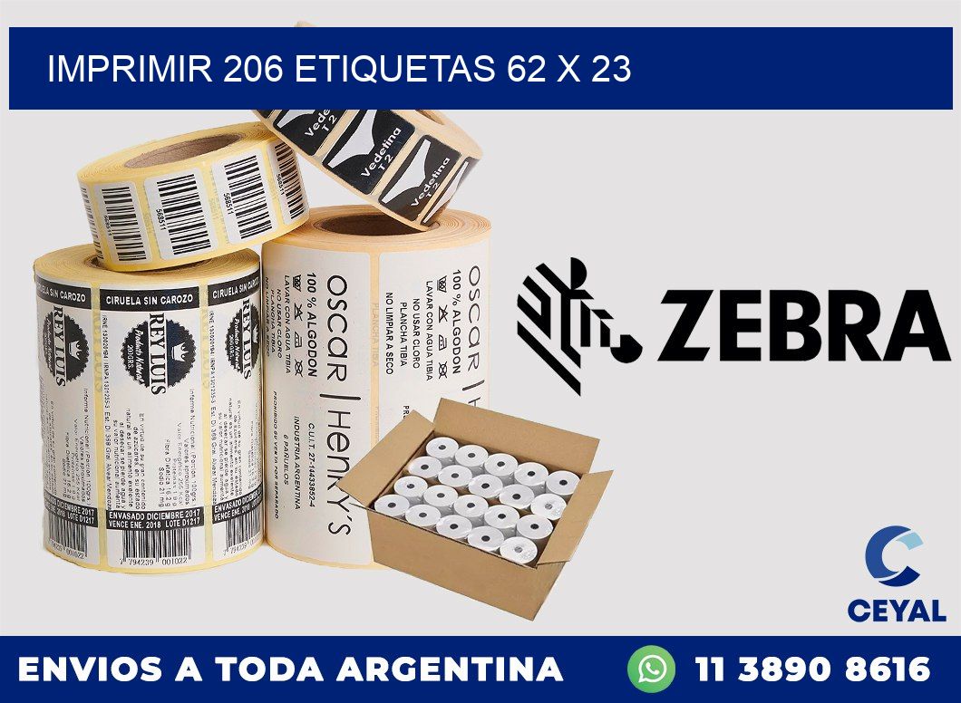 IMPRIMIR 206 ETIQUETAS 62 x 23