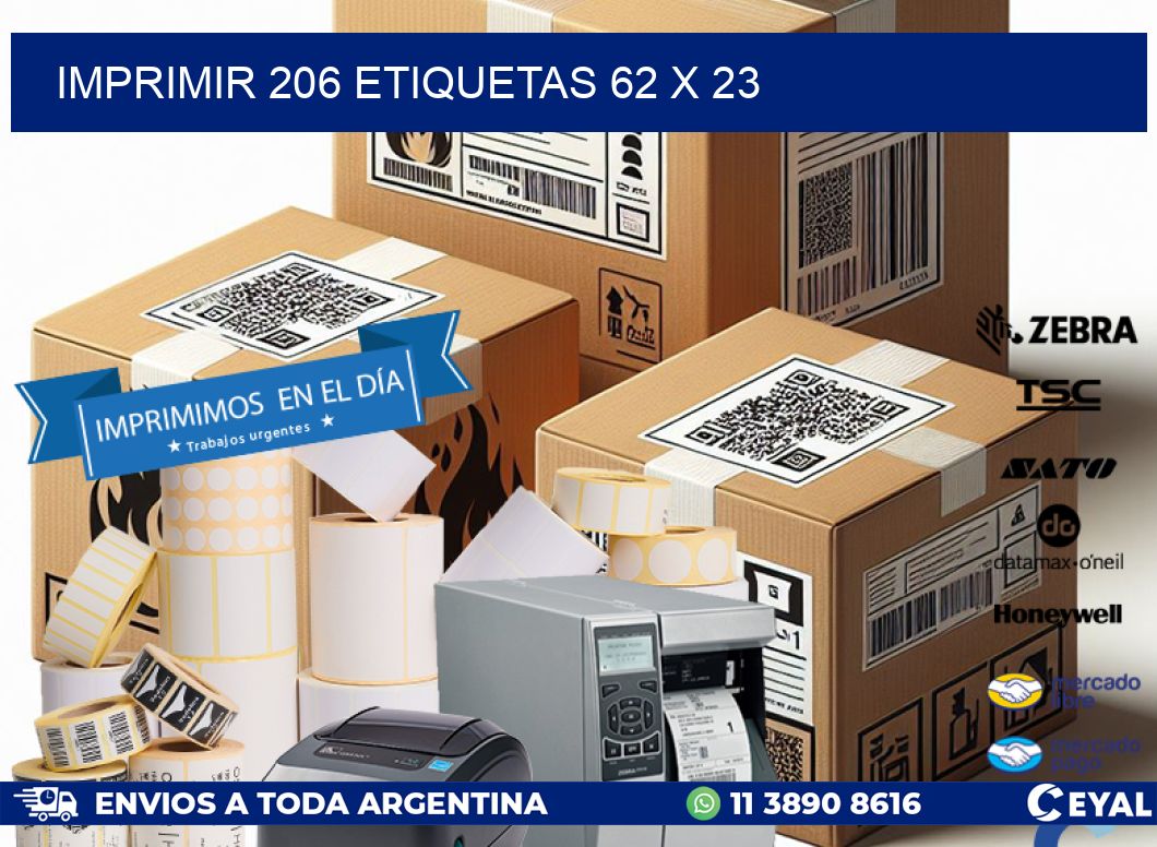 IMPRIMIR 206 ETIQUETAS 62 x 23