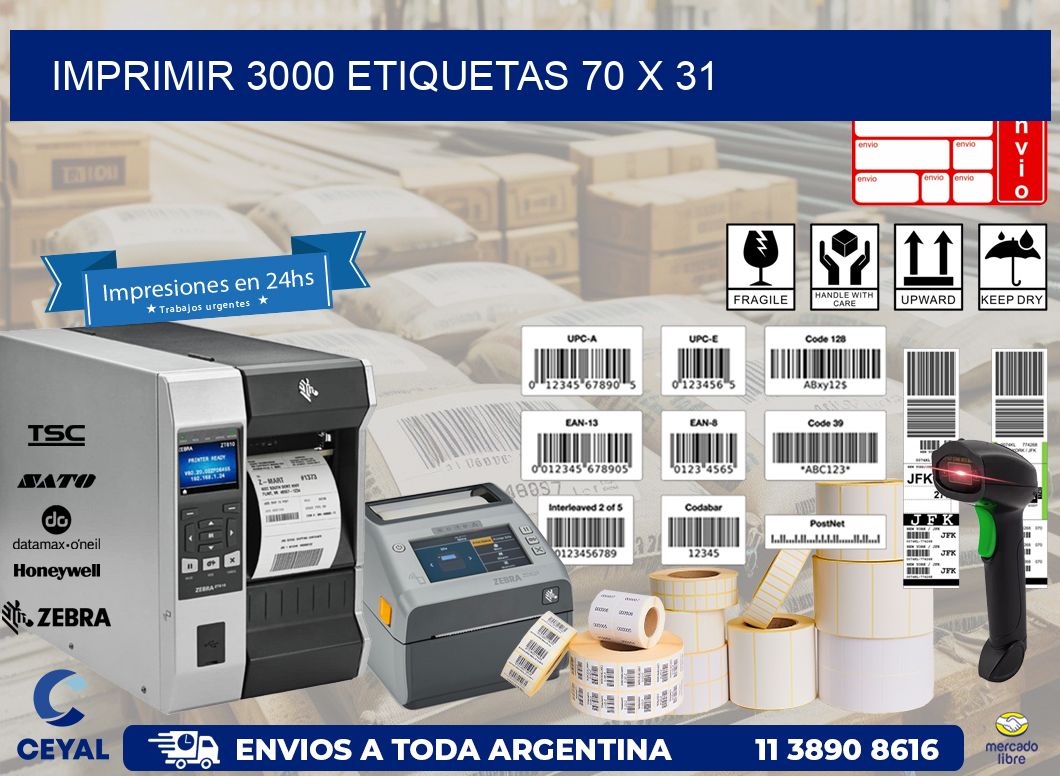 IMPRIMIR 3000 ETIQUETAS 70 x 31