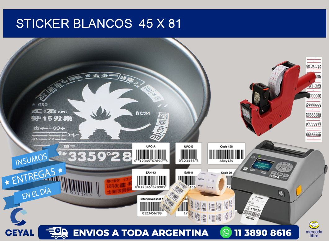 STICKER BLANCOS 45 x 81