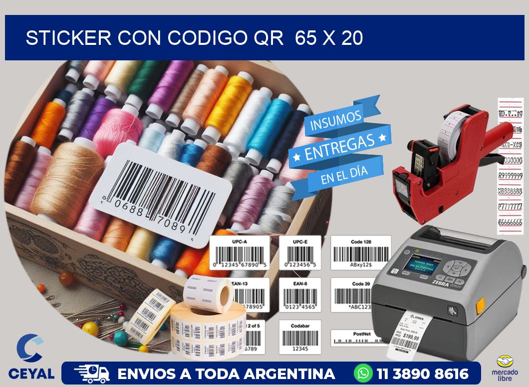 STICKER CON CODIGO QR  65 x 20
