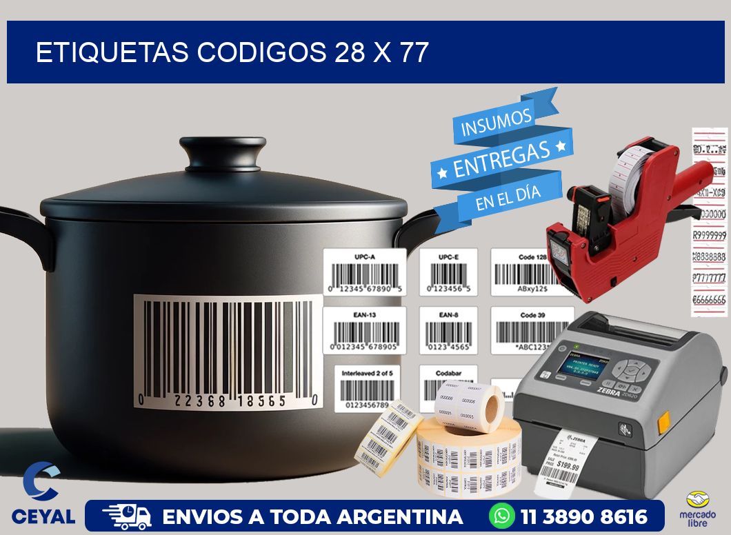 etiquetas codigos 28 x 77
