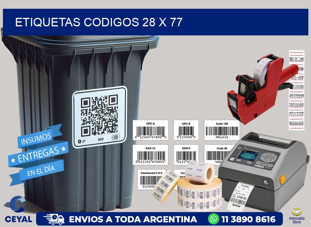 etiquetas codigos 28 x 77