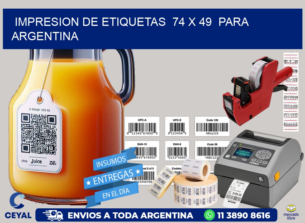 impresion de etiquetas  74 x 49  para argentina