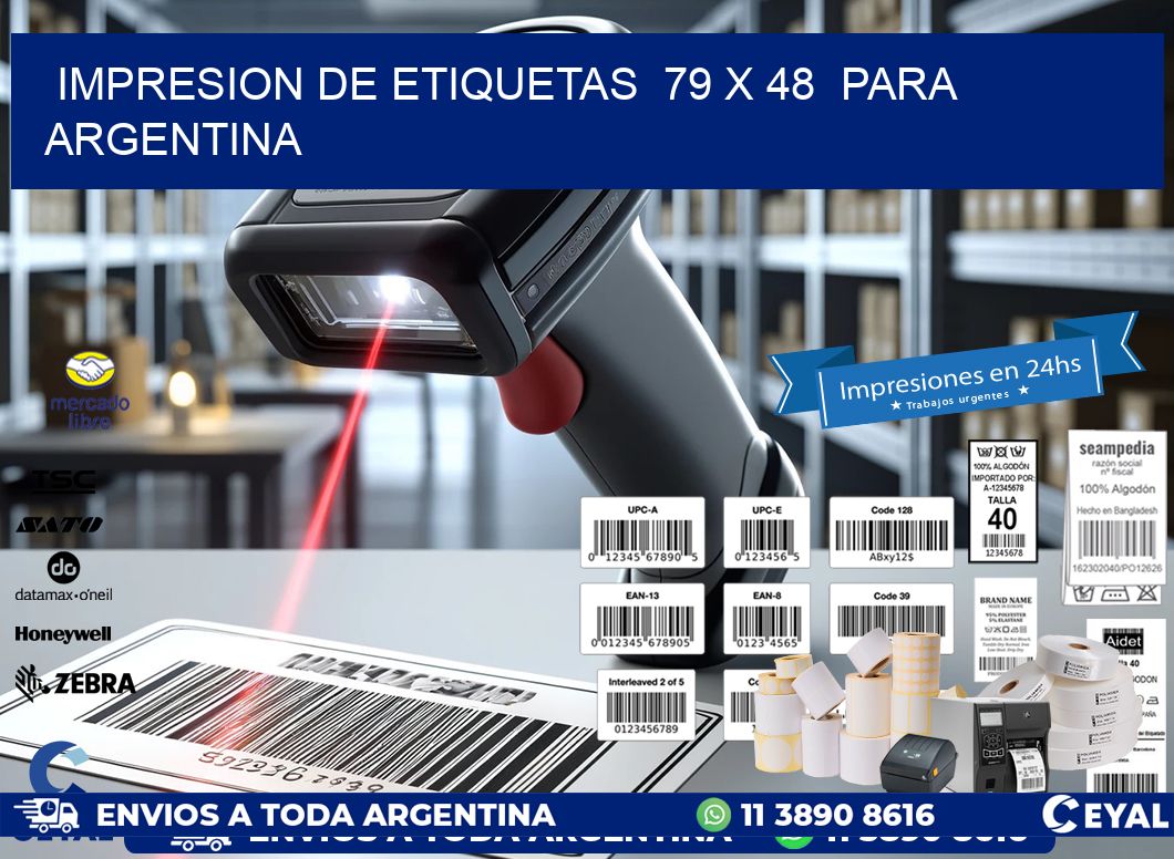 impresion de etiquetas  79 x 48  para argentina