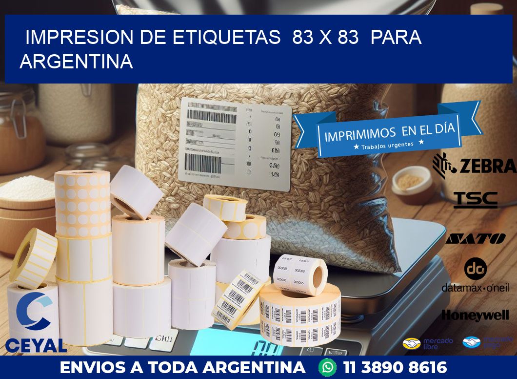 impresion de etiquetas  83 x 83  para argentina