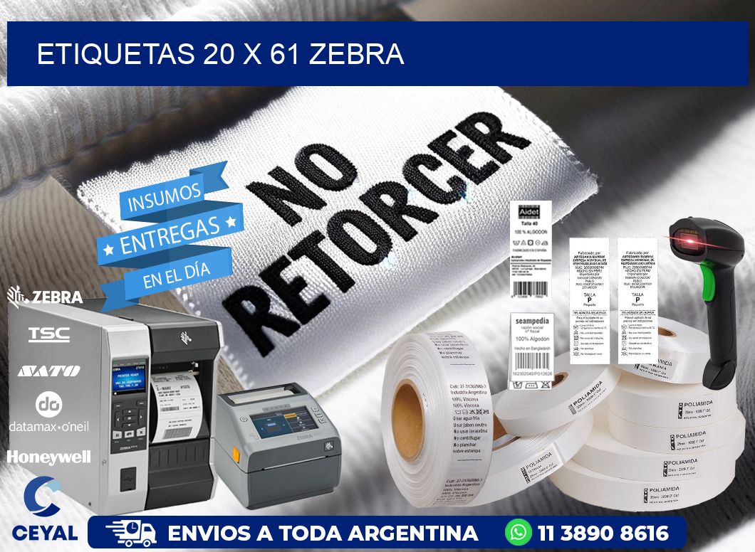 ETIQUETAS 20 x 61 ZEBRA