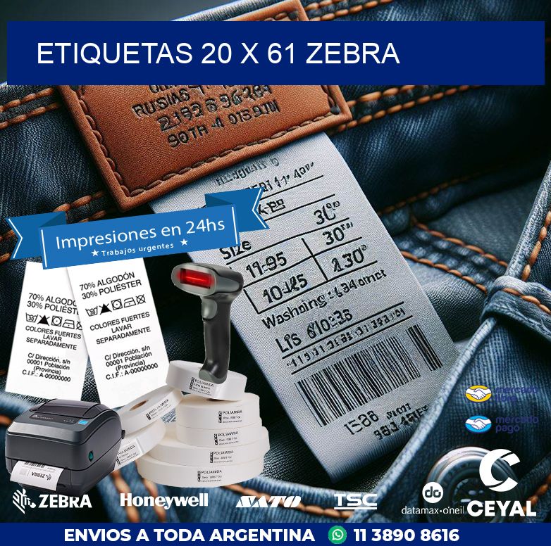 ETIQUETAS 20 x 61 ZEBRA