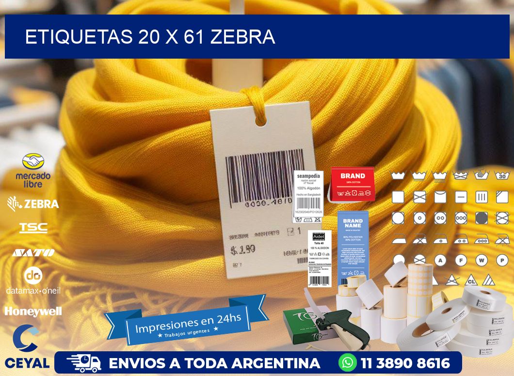 ETIQUETAS 20 x 61 ZEBRA
