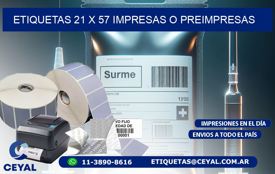 ETIQUETAS 21 x 57 IMPRESAS O PREIMPRESAS