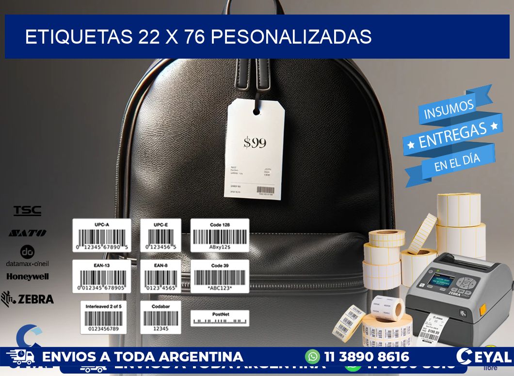 ETIQUETAS 22 x 76 PESONALIZADAS