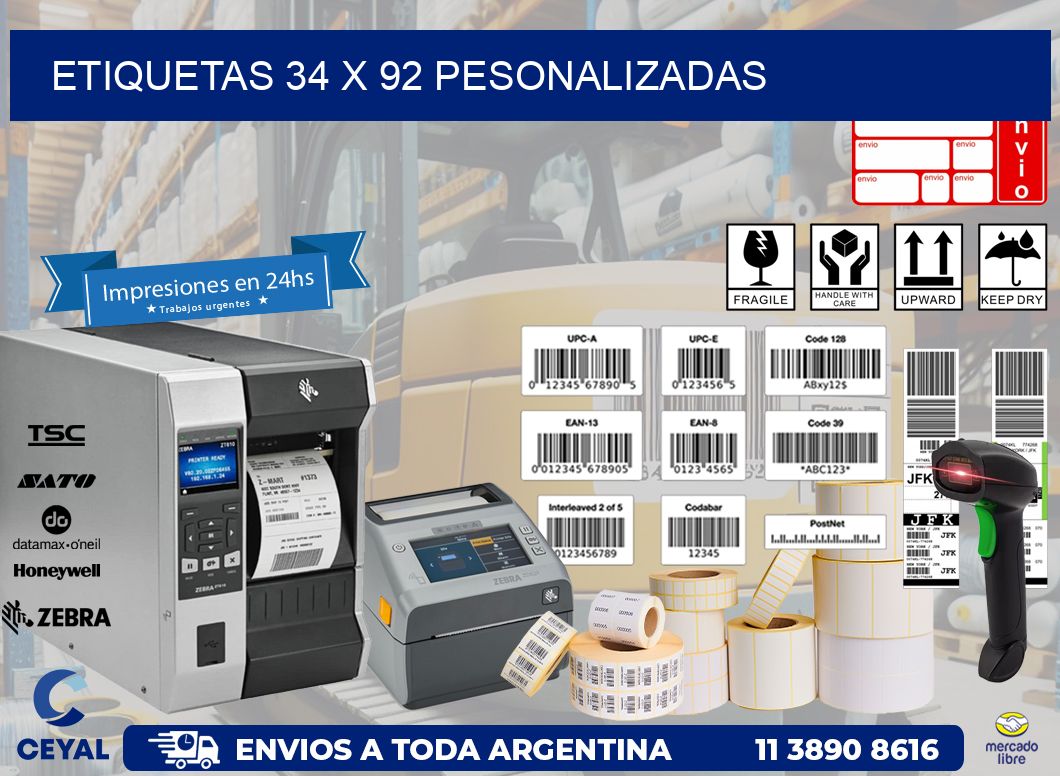 ETIQUETAS 34 x 92 PESONALIZADAS