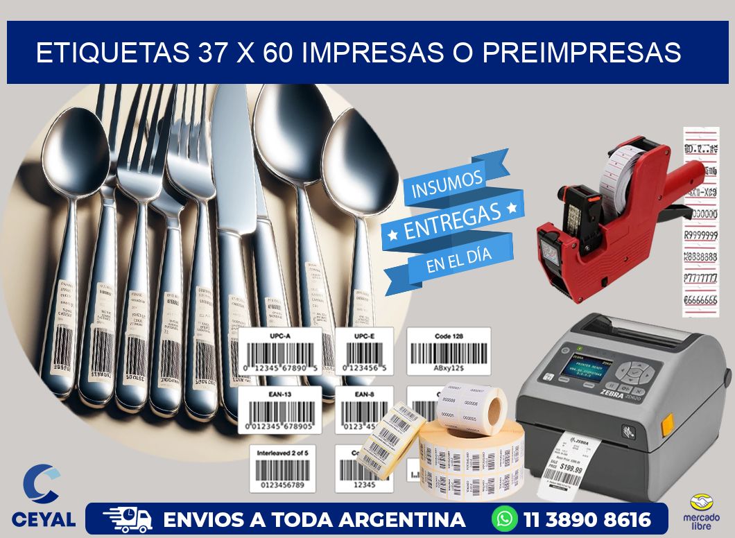 ETIQUETAS 37 x 60 IMPRESAS O PREIMPRESAS