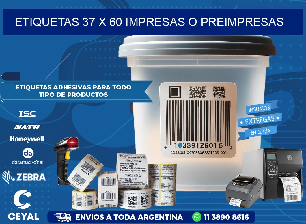 ETIQUETAS 37 x 60 IMPRESAS O PREIMPRESAS